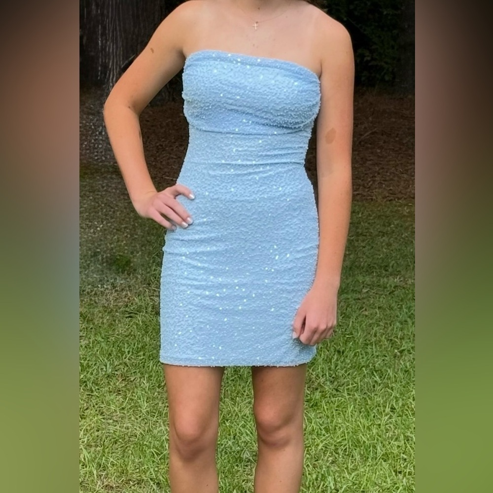 Windsor Sparkling Strapless Blue Dress